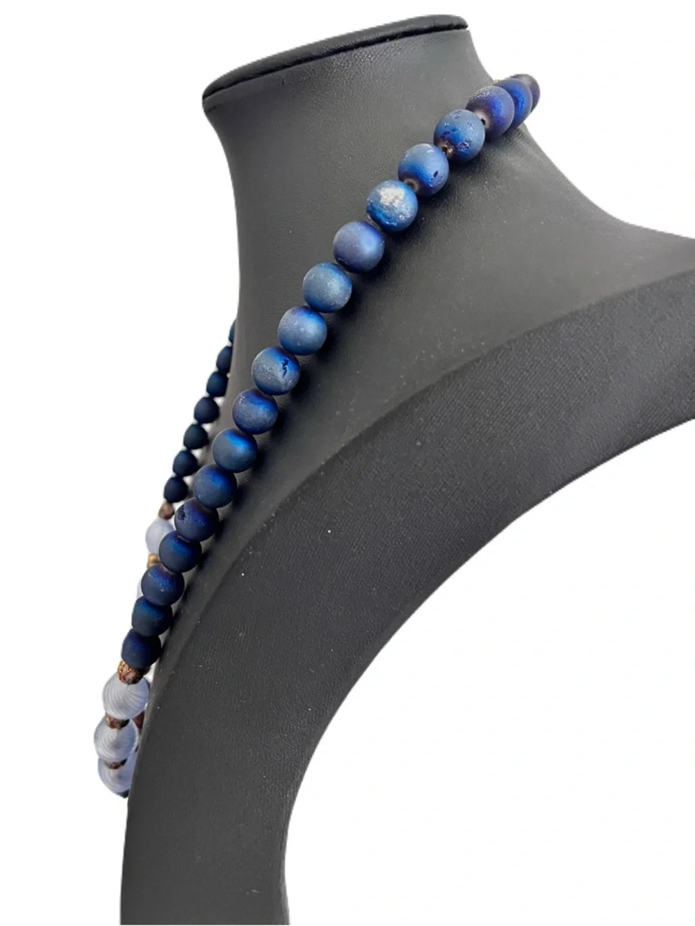 NEW Mary Kent Designs Blue Matte Agate, Glass, and Imperial Jasper Necklace, 24”